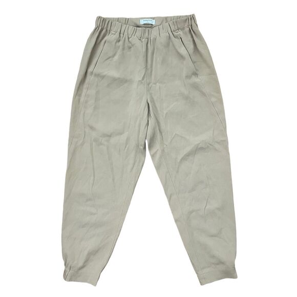 Babaton Small Dexter Pant Tan Tuxedo Pull On Crepe Ankle Cropped - Picture 1 of 10